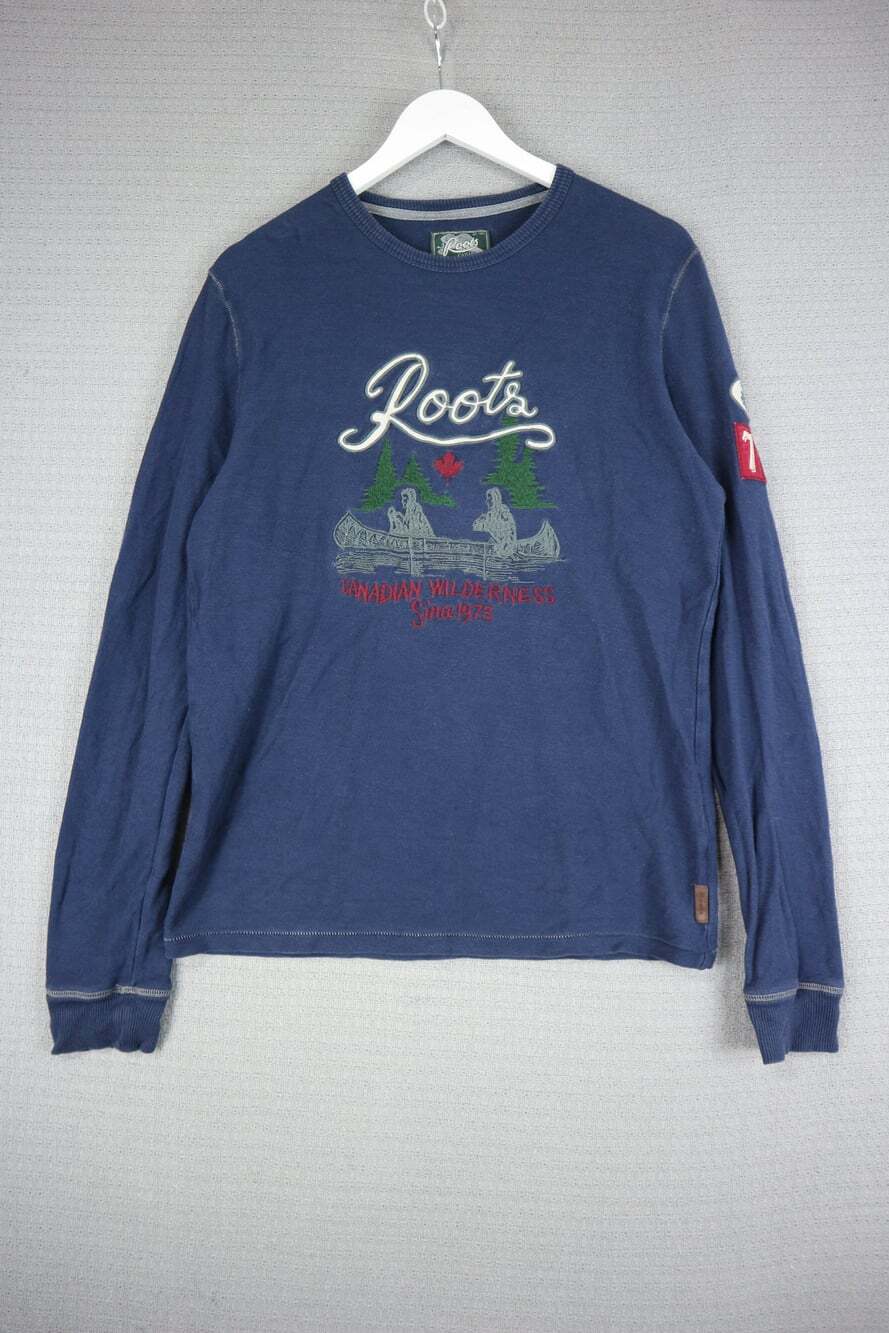 Roots Longsleeve Vintage Outdoors Shirt Womens Medium Navy